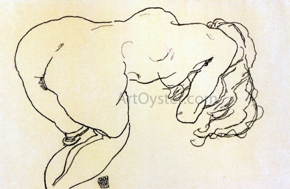  Egon Schiele Langhaariger Akt, vornubergebeugt, Ruckenansicht - Canvas Art Print