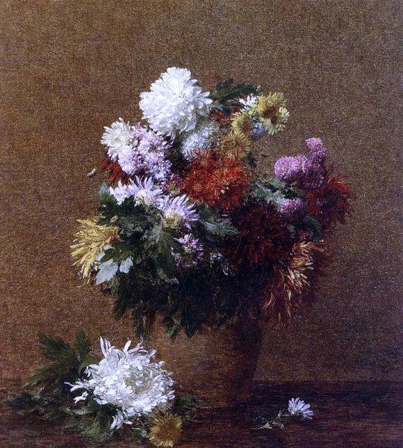  Henri Fantin-Latour Large Bouquet of Chrysanthemums - Canvas Art Print