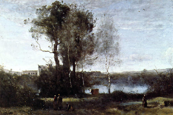  Jean-Baptiste-Camille Corot Large Sharecropping Farm - Canvas Art Print