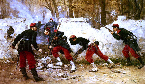  Etienne-Prosper Berne-Bellecour L'Attaque - Canvas Art Print