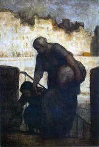  Honore Daumier Laundress on the Quai d'Anjou - Canvas Art Print