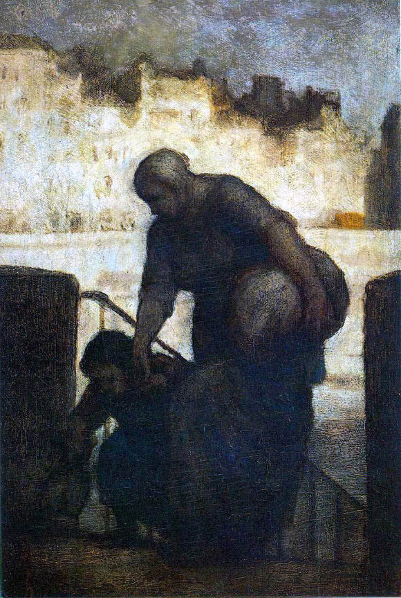  Honore Daumier Laundress on the Quai d'Anjou - Canvas Art Print