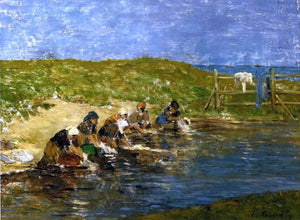  Eugene-Louis Boudin Laundresses by the Sea - Canvas Art Print