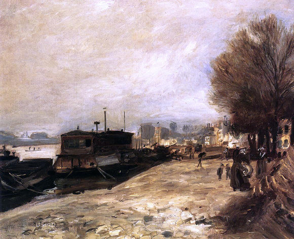  Pierre Auguste Renoir Laundry Boat by the Banks of the Seine, near Paris - Canvas Art Print