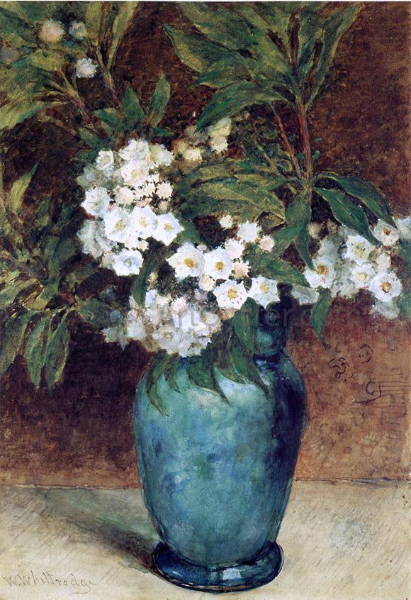  Thomas Worthington Whittredge Laurel Blossoms in a Blue Vase - Canvas Art Print