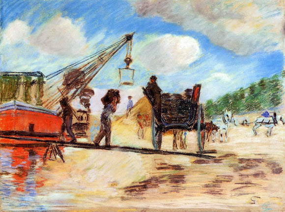  Armand Guillaumin Le Charrois au bord de la Seine - Canvas Art Print