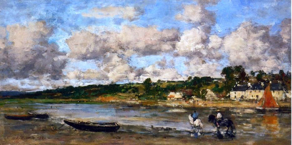  Eugene-Louis Boudin Le Faou, Brittany, Banks of the River - Canvas Art Print