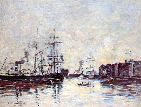  Eugene-Louis Boudin Le Havre: Bassin de la Barre - Canvas Art Print