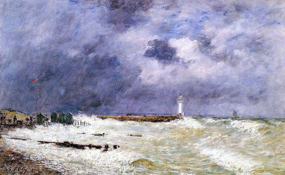  Eugene-Louis Boudin Le Havre, Heavy Winds off of Frascati - Canvas Art Print