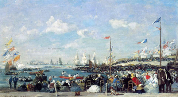  Eugene-Louis Boudin Le Havre, the Regatta Festival - Canvas Art Print