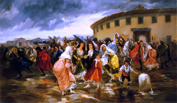  Eugeno Lucas Y Villamil Leaving the Bull Ring in the Rain - Canvas Art Print