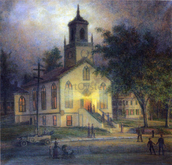 William M Davis Lecure Night at the Baptist Church, Port Jefferson - Canvas Art Print