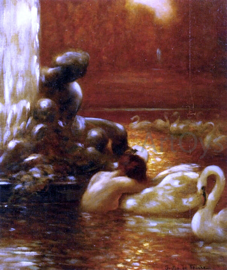  Gaston De Latouche Leda and the Swan at Versailles - Canvas Art Print