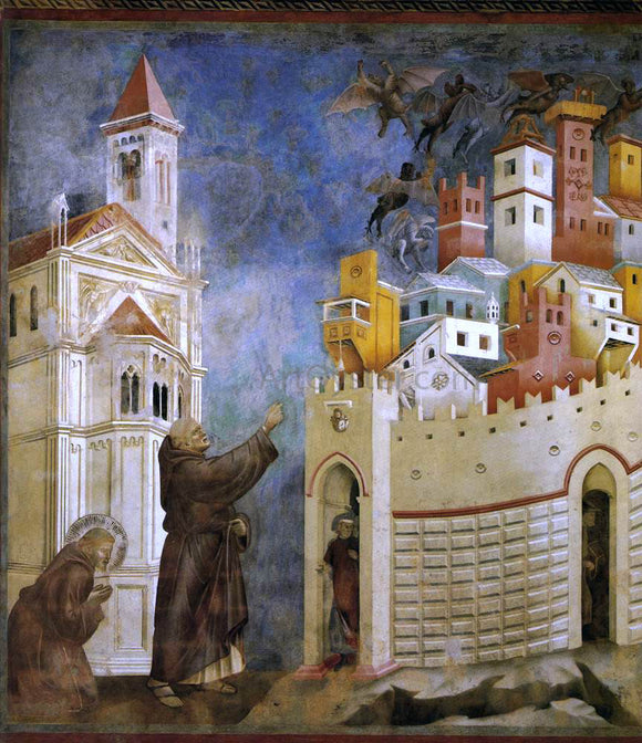  Giotto Di Bondone Legend of St Francis: 10. Exorcism of the Demons at Arezzo (Upper Church, San Francesco, Assisi) - Canvas Art Print