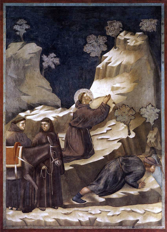  Giotto Di Bondone Legend of St Francis: 14. Miracle of the Spring (Upper Church, San Francesco, Assisi) - Canvas Art Print