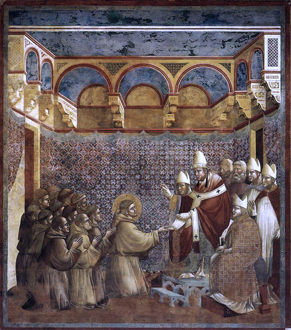  Giotto Di Bondone Legend of St Francis: 7. Confirmation of the Rule (Upper Church, San Francesco, Assisi) - Canvas Art Print