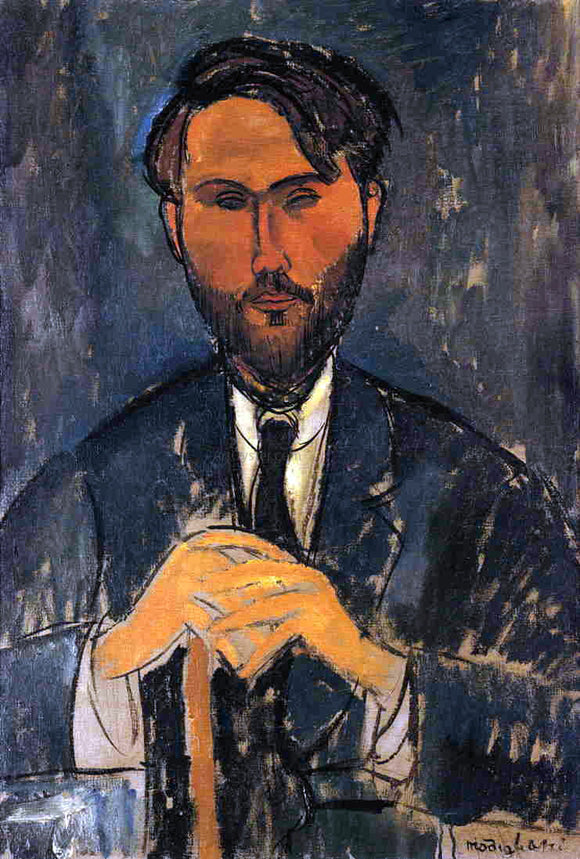  Amedeo Modigliani Leopold Zborowski with Cane (also known as Portrait of Zborowski with Yellow Hands) - Canvas Art Print