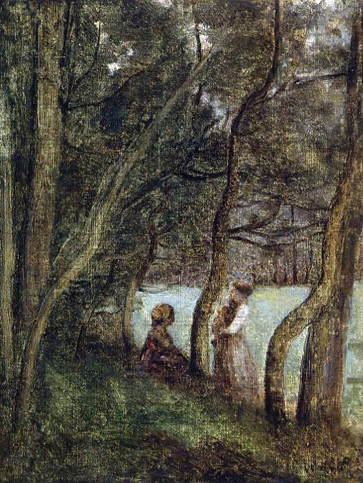  Jean-Baptiste-Camille Corot Les Alinges, Haute Savoie, Figures under the Trees - Canvas Art Print