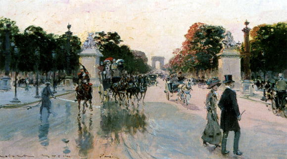  Georges Stein Les Champs Elysees Au Petit Matin - Canvas Art Print