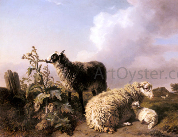  Edmond Baptiste Tschaggeny Les Moutons - Canvas Art Print