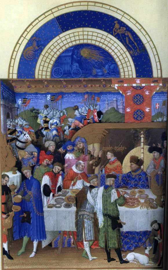  The Johan Limbourg Les tres riches heures du Duc de Berry: Janvier (January) - Canvas Art Print