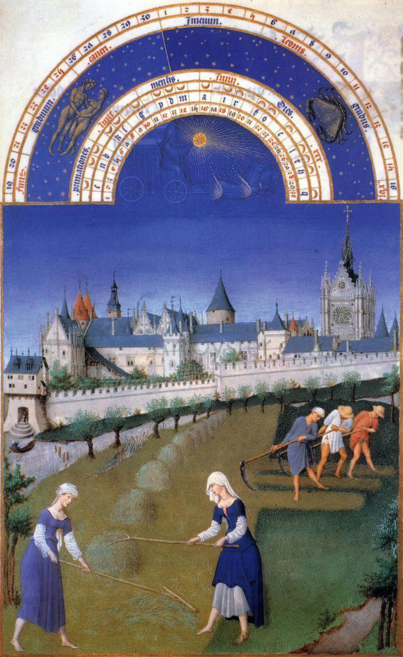  The Johan Limbourg Les tres riches heures du Duc de Berry: Juin (June) - Canvas Art Print