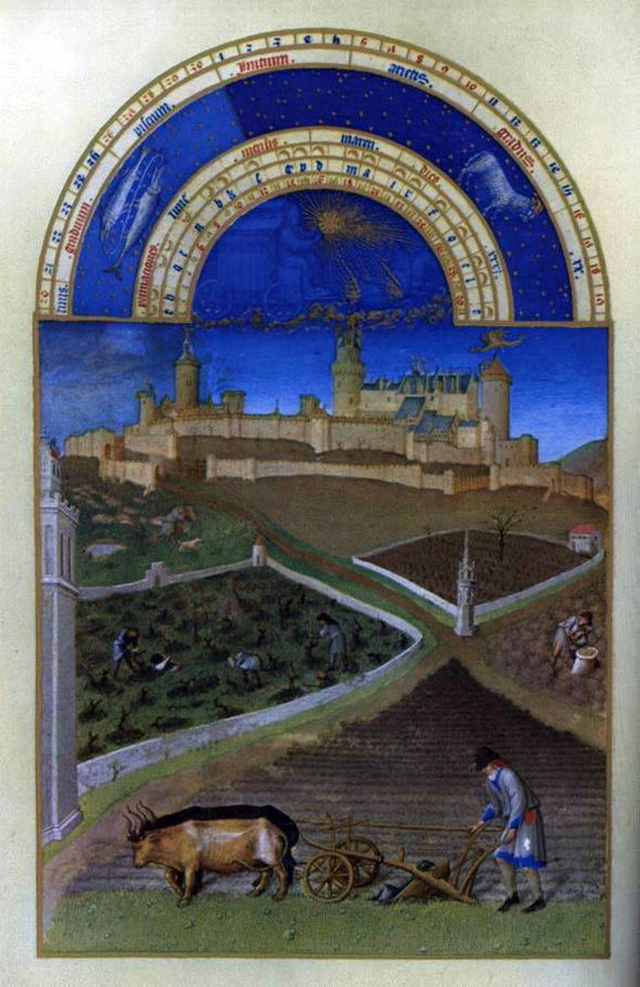  The Johan Limbourg Les tres riches heures du Duc de Berry: Mars (March) - Canvas Art Print
