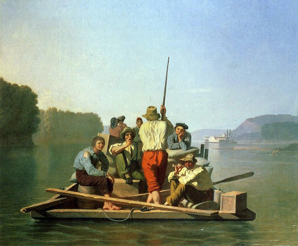  George Caleb Bingham Lighter Relieving the Steamboat Aground - Canvas Art Print