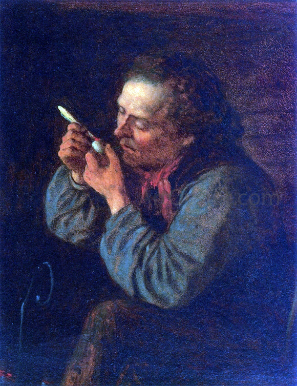  Eastman Johnson Lighting His Pipe - Canvas Art Print