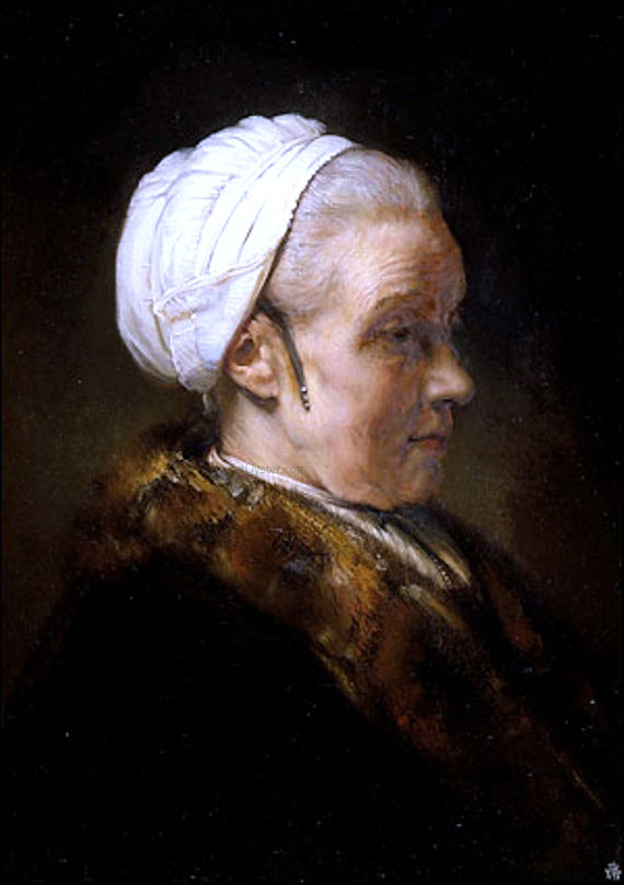  Rembrandt Van Rijn Lighting Study of an Elderly Woman in a White Cap - Canvas Art Print