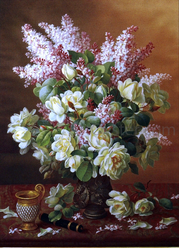  Raoul Paul Maucherat De Longpre Lilacs and Roses - Canvas Art Print