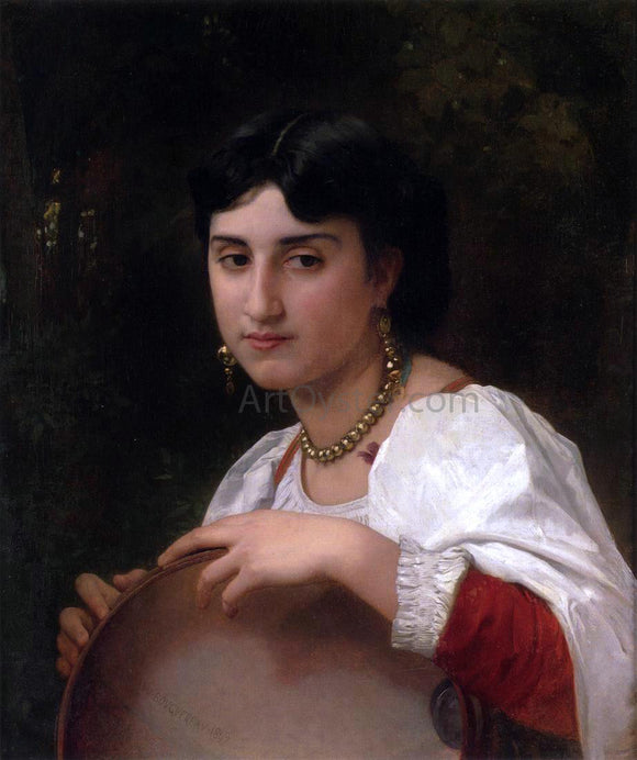  William Adolphe Bouguereau L'Italienne au tambourin (also known as Italian Woman with Tambourine) - Canvas Art Print