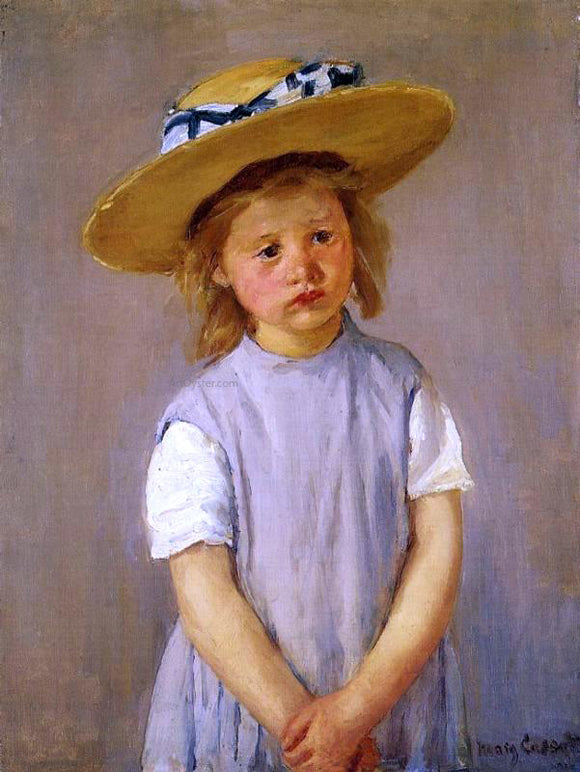  Mary Cassatt Little Girl in a Big Straw Hat and a Pinnafore - Canvas Art Print