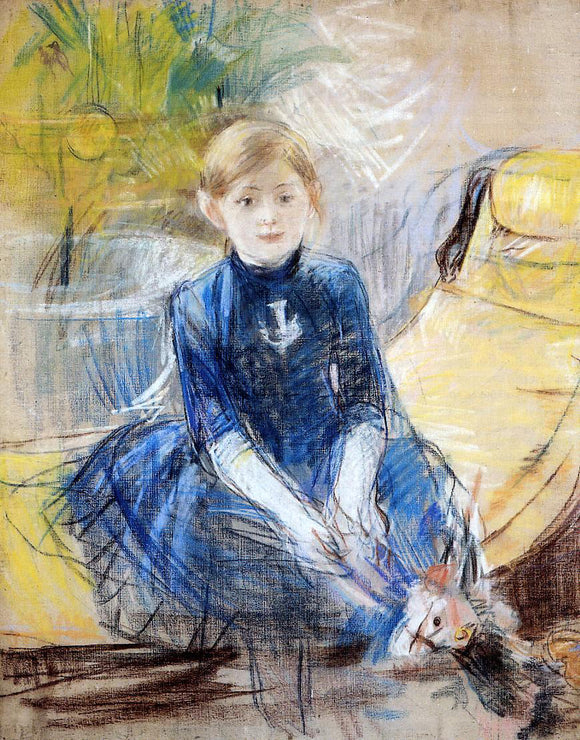  Berthe Morisot A Little Girl in a Blue Dress - Canvas Art Print