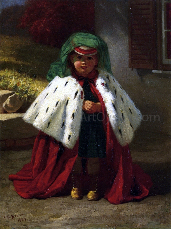  John George Brown Little Girl with Ermine Coat - Canvas Art Print
