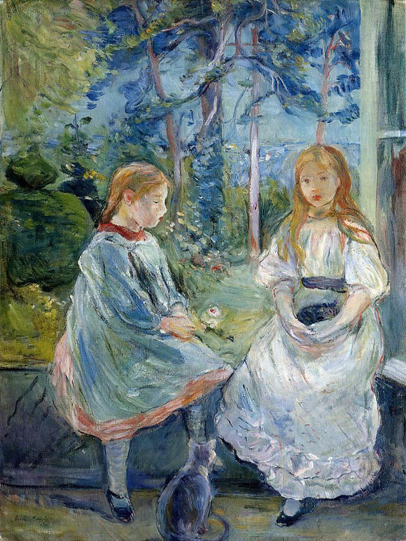  Berthe Morisot Little Girls at the Window (Jeanne and Edma Bodeau) - Canvas Art Print