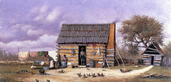  William Aiken Walker Log Cabin with Stretched Hide on Wall - Canvas Art Print