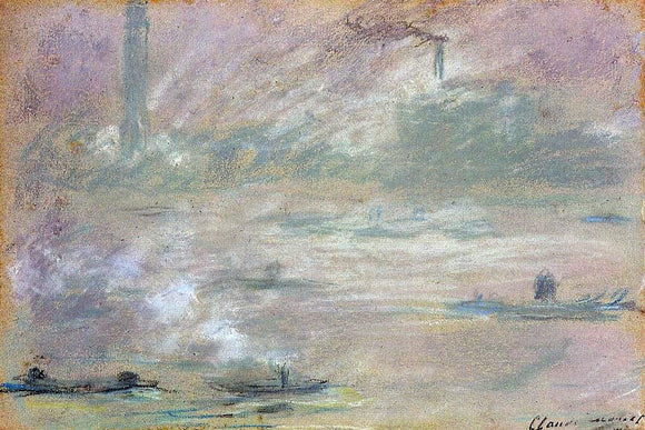 Claude Oscar Monet London, Boats on the Thames - Canvas Art Print
