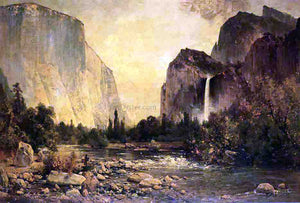  Thomas Hill Lone Fisherman in Yosemite - Canvas Art Print
