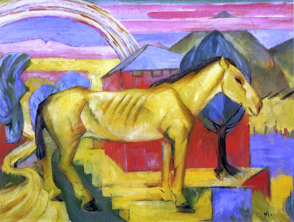  Franz Marc Long Yellow Horse - Canvas Art Print