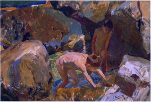  Joaquin Sorolla Y Bastida Looking for Shellfish - Canvas Art Print