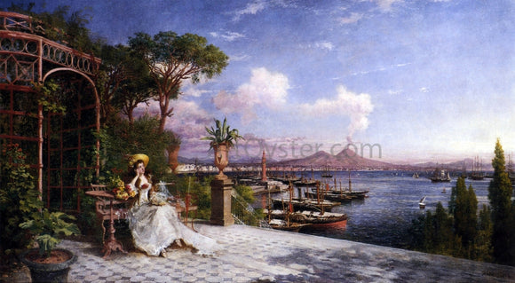  Giuseppe Castiglione Lost in Reverie by The Bay of Naples - Canvas Art Print