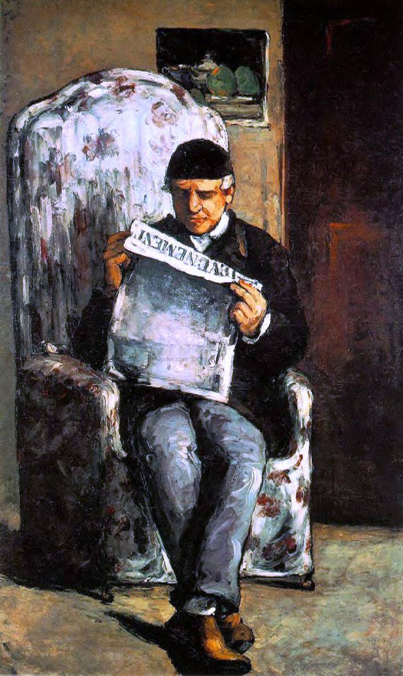  Paul Cezanne Louis-Auguste Cezanne, Father of the Artist, Reading 'l'Evenement' - Canvas Art Print