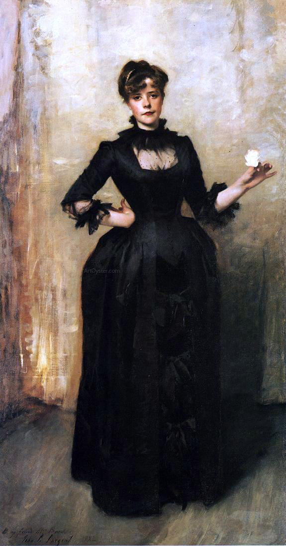  John Singer Sargent Louise Burckhardt (also known as Lady with a Rose) - Canvas Art Print
