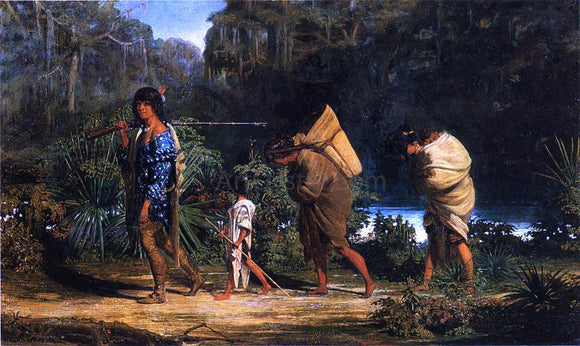  Alfred Boisseau Louisiana Indians Walking Along a Bayou - Canvas Art Print
