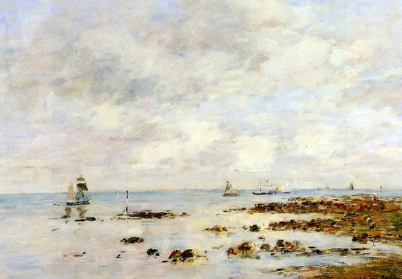  Eugene-Louis Boudin Low Tide at Saint-Vaast-la-Hougue - Canvas Art Print