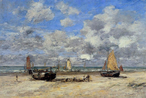  Eugene-Louis Boudin Low Tide at Scheveningen - Canvas Art Print