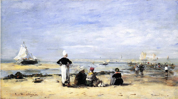  Eugene-Louis Boudin Low Tide at Trouville - Canvas Art Print