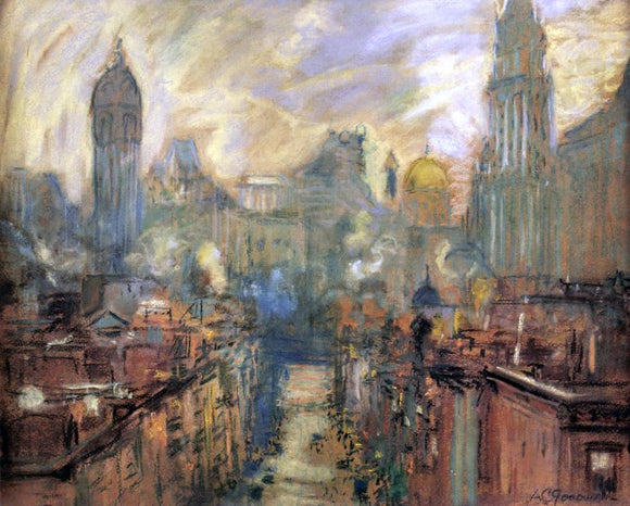  Arthur Clifton Goodwin Lower New York from Manhattan Bridge - Canvas Art Print
