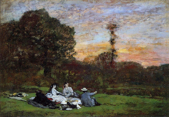  Eugene-Louis Boudin Luncheon on the Grass, the Family of Eugene Manet - Canvas Art Print
